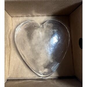 Simon Pearce Highgate Heart Dish Large‎ Glass Bowl Gift Box Made USA Handmade